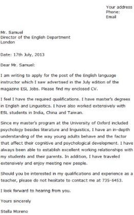 Carta de solicitud de empleo sencilla