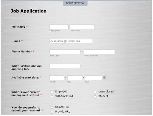 Formulario de solicitud de empleo rápido y sencillo