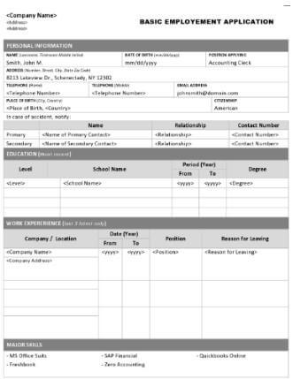 Solicitud de empleo básica