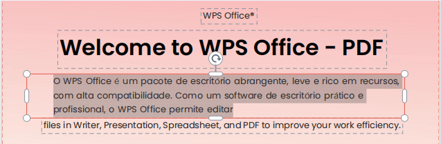 edição de conteúdo PDF no WPS