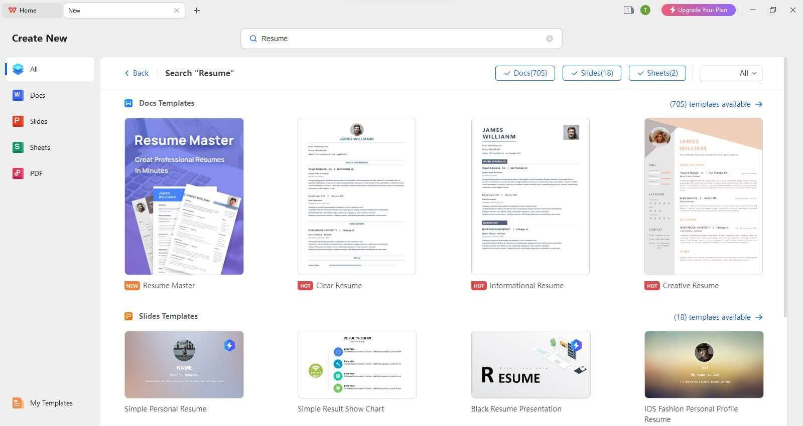 WPS Resume Templates