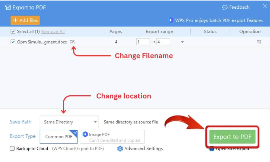 Export Word Document to PDF with bookmark using WPS Writer