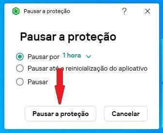 Pausando a proteção do antivírus