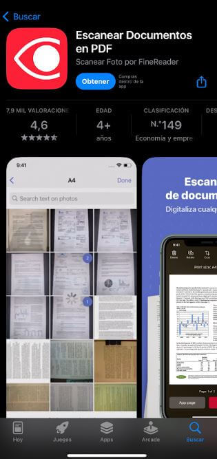 Aplicación Abby FineScanner