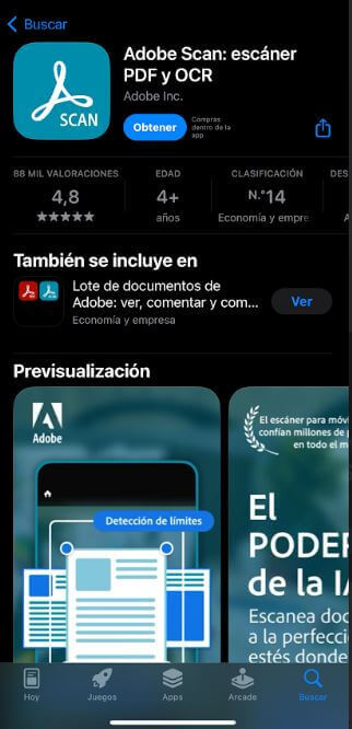 Aplicación de Adobe Scan
