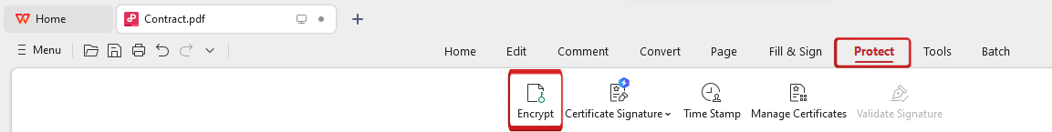 Strumento di crittografia WPS PDF