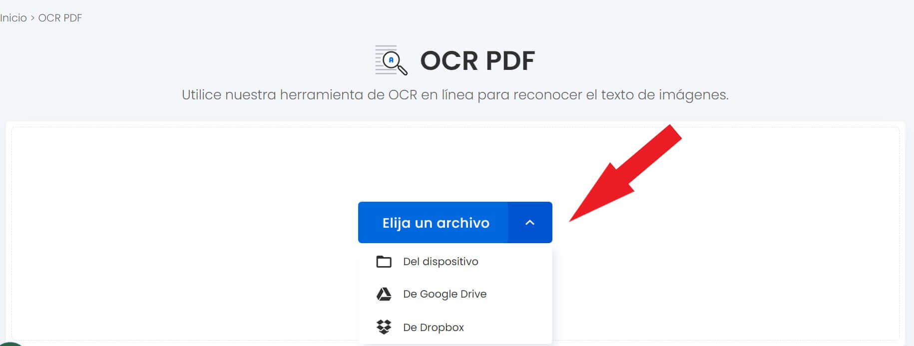 Subir archivos en el escáner