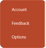 parte inferior do menu File do PowerPoint