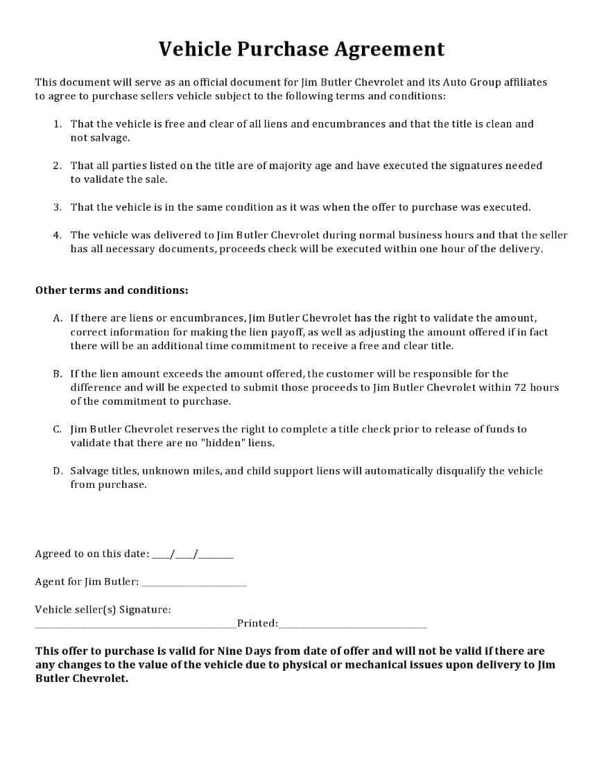 Contrato de compraventa de un vehículo