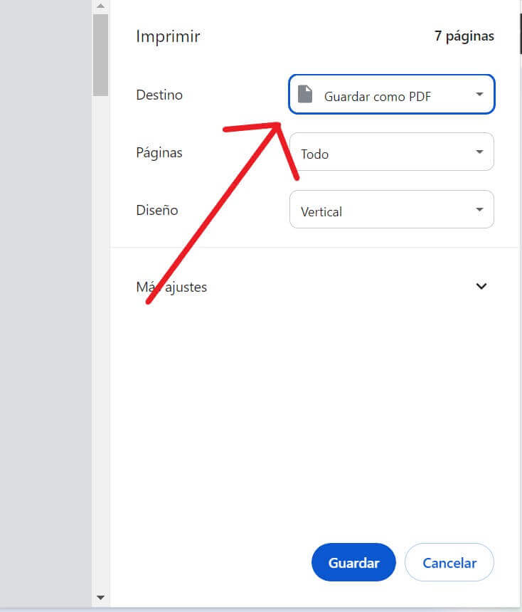 Guardar a PDF en Chrome