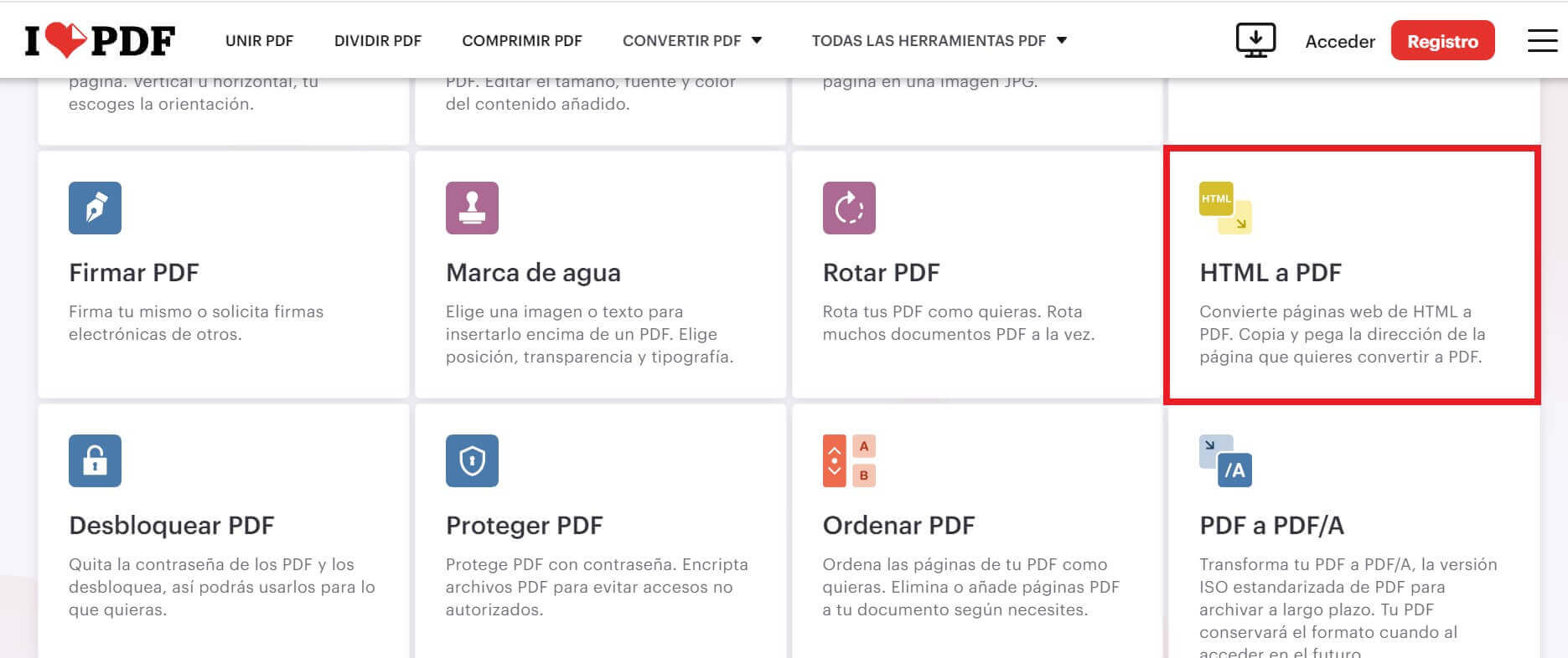 ¿Cómo convertir una página web a PDF?