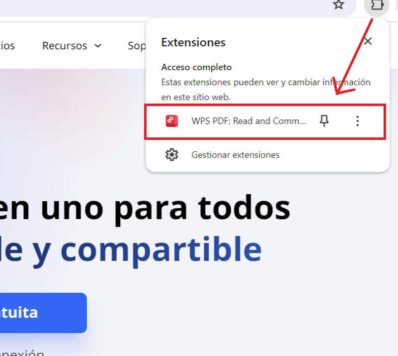 Icono de extensión de WPS PDF