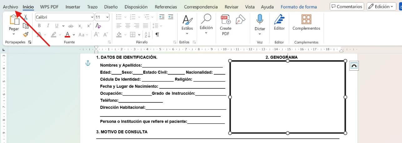 Icono de ancla de Microsoft Word