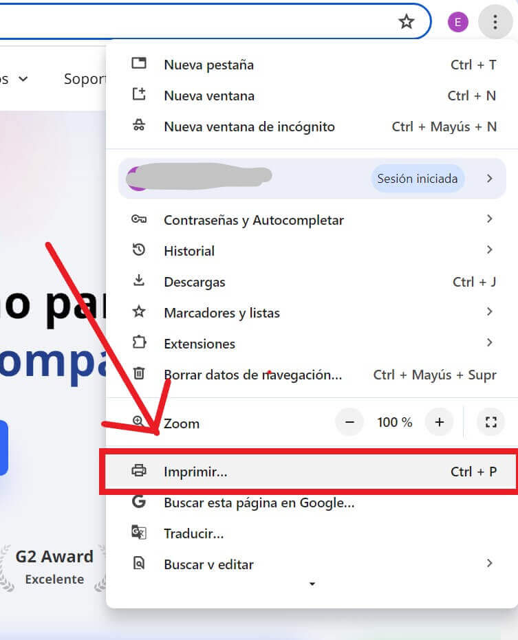 Imprimir página web de Chrome