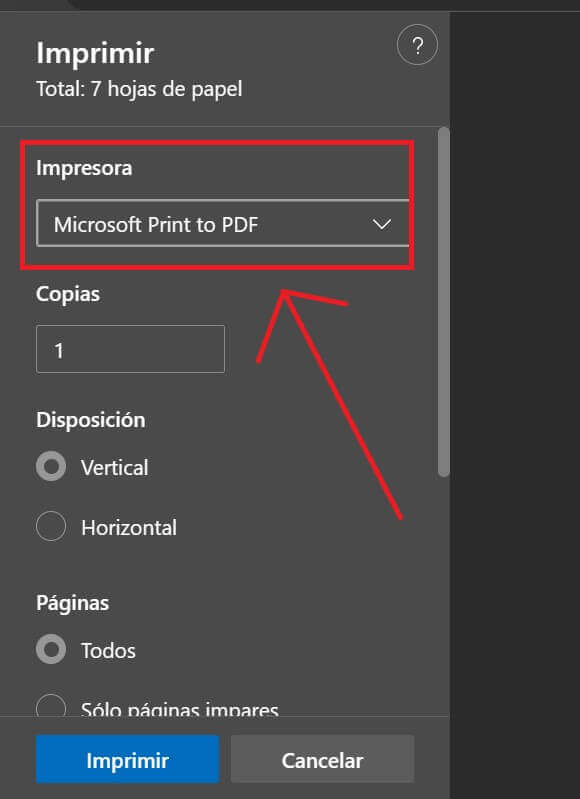 Microsoft Print a PDF