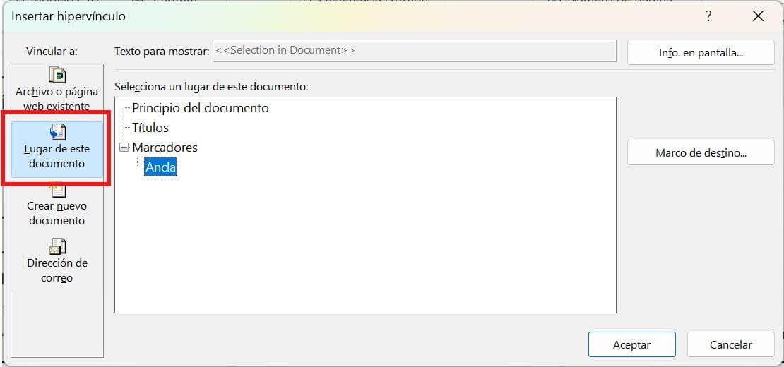 Vincular ancla en Microsoft Word