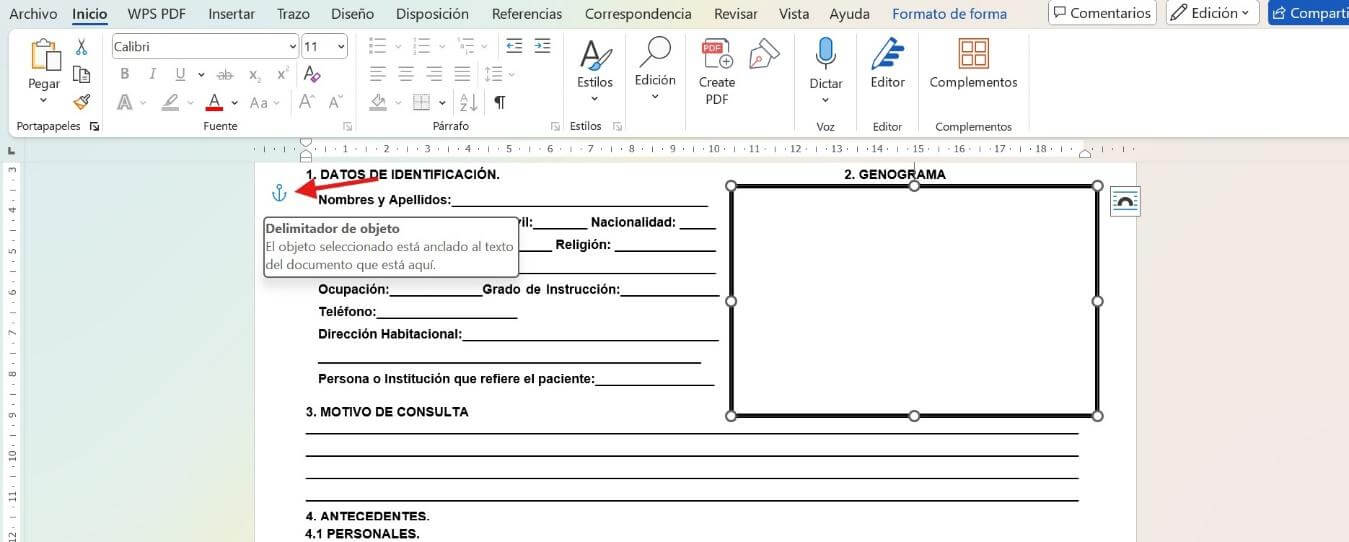 Anclar el texto en Microsoft Word