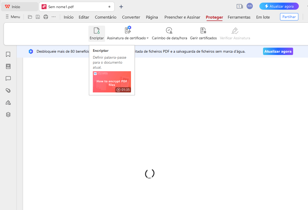  Ferramenta Criptografar do editor de PDF do WPS