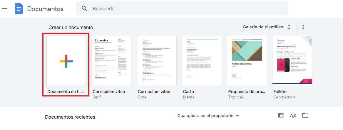 Iniciar un nuevo documento en blanco