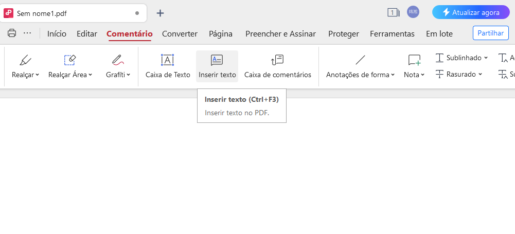 Comentários de Texto do editor de PDF do WPS