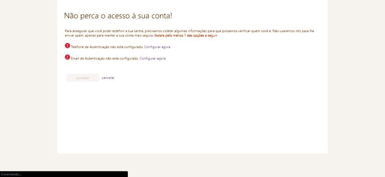 confirmando e-mail e telefone