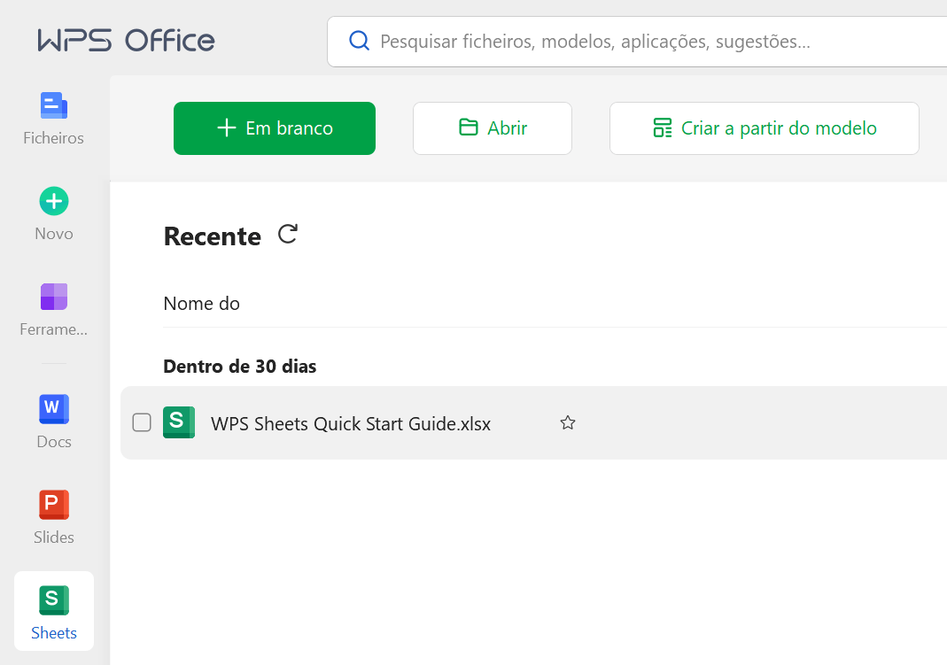 como abrir o Escritor do WPS
