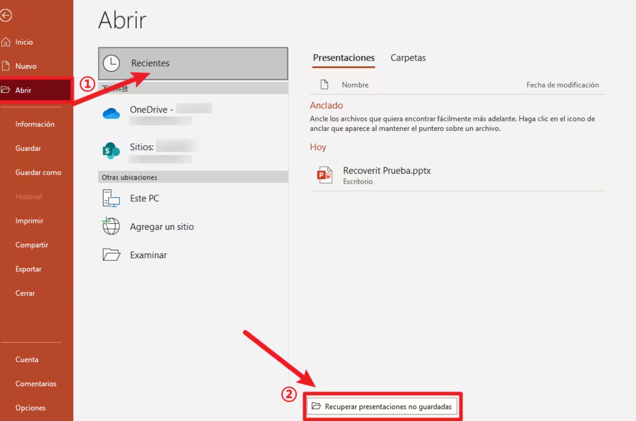 Cómo Recuperar Archivo No Guardado en PowerPoint