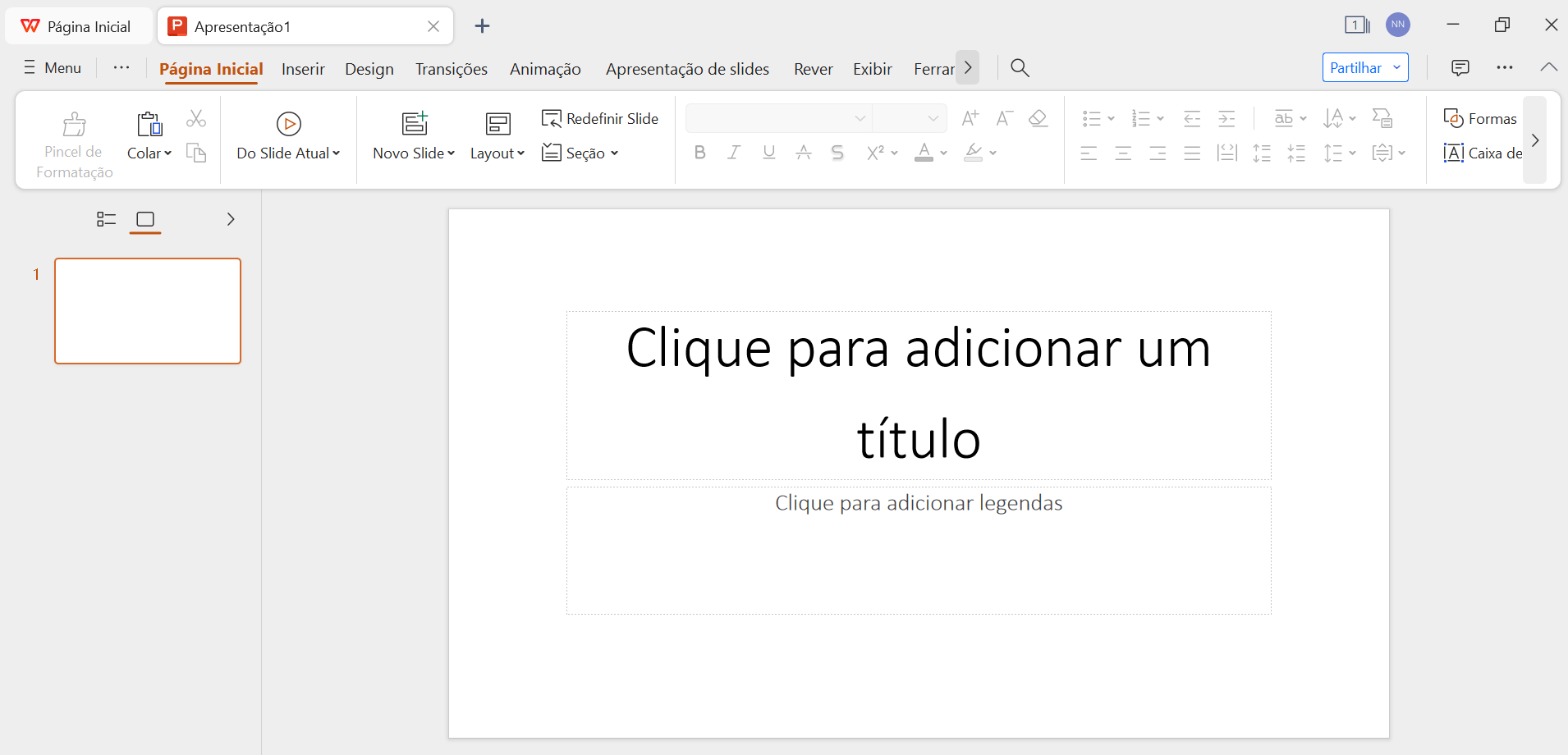 interface do Apresentações do WPS
