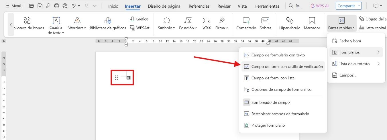 Hacer clic en el campo casilla de verificación