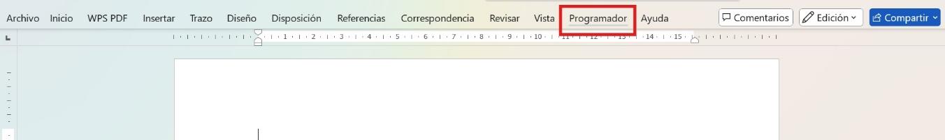  Añadir pestaña “Programador” a la barra de herramientas