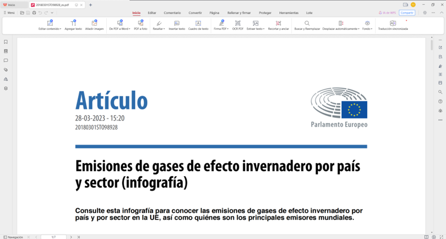 El editor PDF de WPS Office.