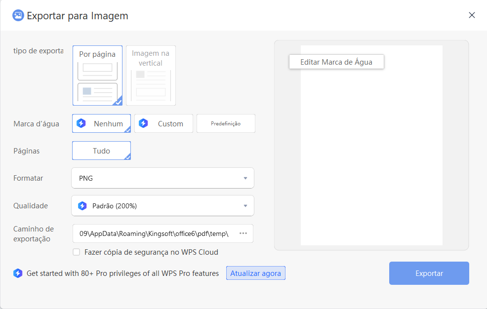 Converter PDF em imagens longas usando o PDF do WPS Converter