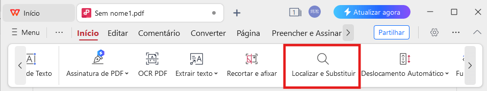 Ferramenta Encontrar e Substituir no PDF do WPS