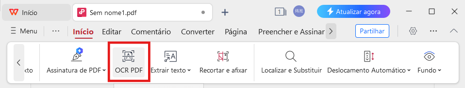 Recurso de OCR no PDF do WPS