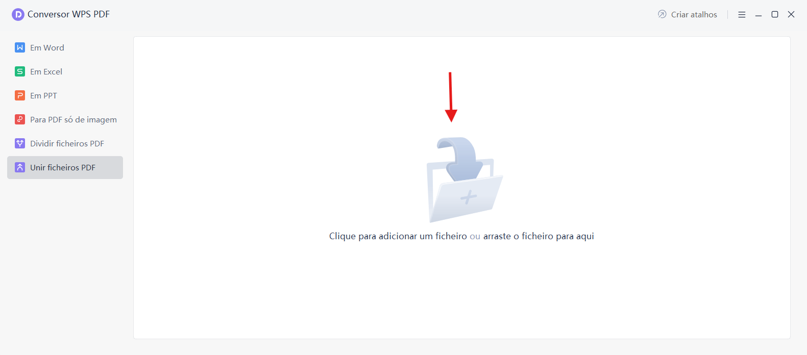Tela de seleção de arquivos PDFs no WPS Office