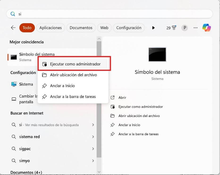 Abrir Símbolo del sistema
