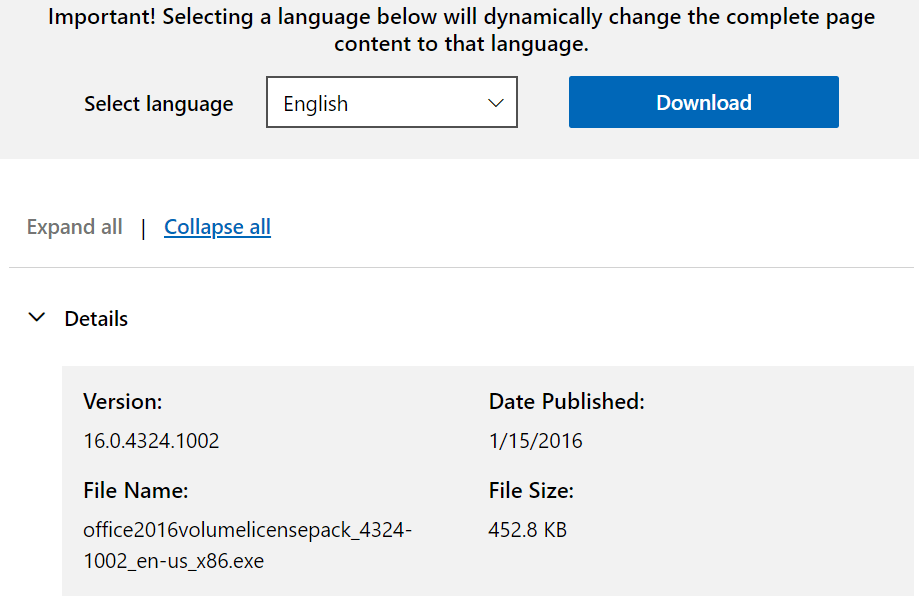 Descargar el paquete de licencias por volumen
