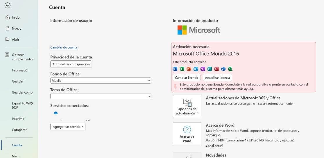 Activación de Microsoft Office