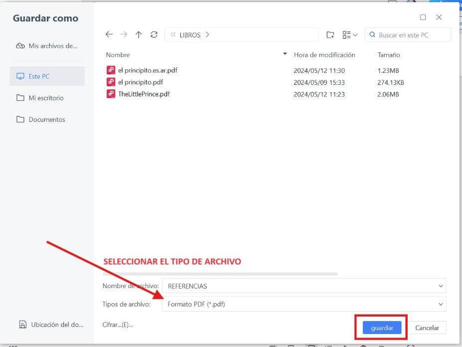 Guardar archivo como PDF en WPS Office