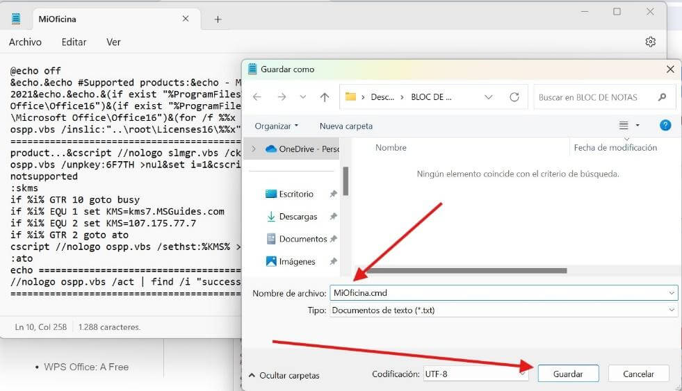 Guardar Script de Activación como formato CMD