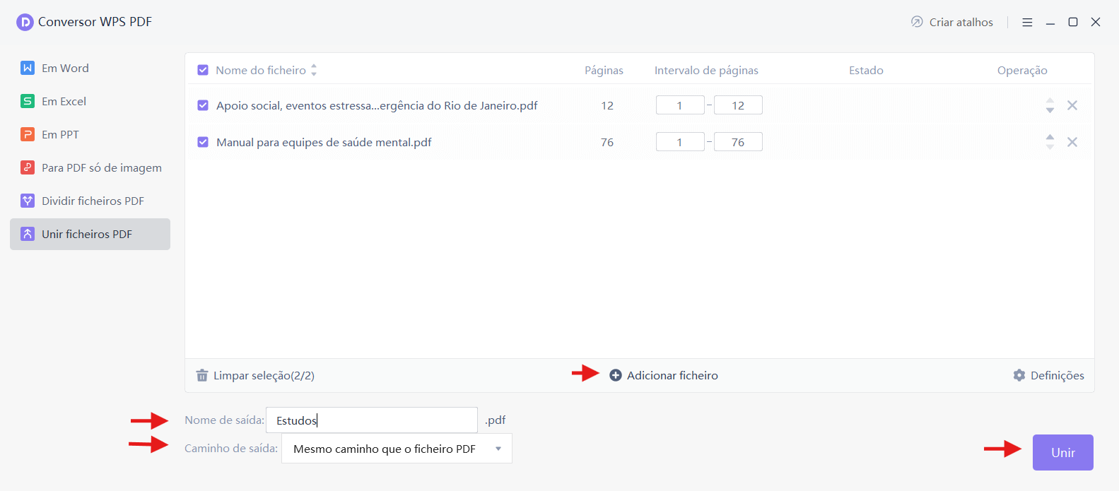 Tela de compressão de PDFs no WPS Office