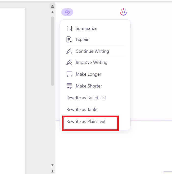 “Reescribir texto en WPS AI”