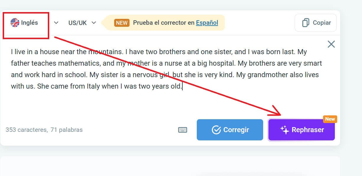 “Parafrasear texto con Reverso”
