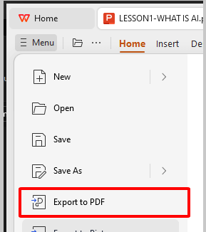 Export to PDF