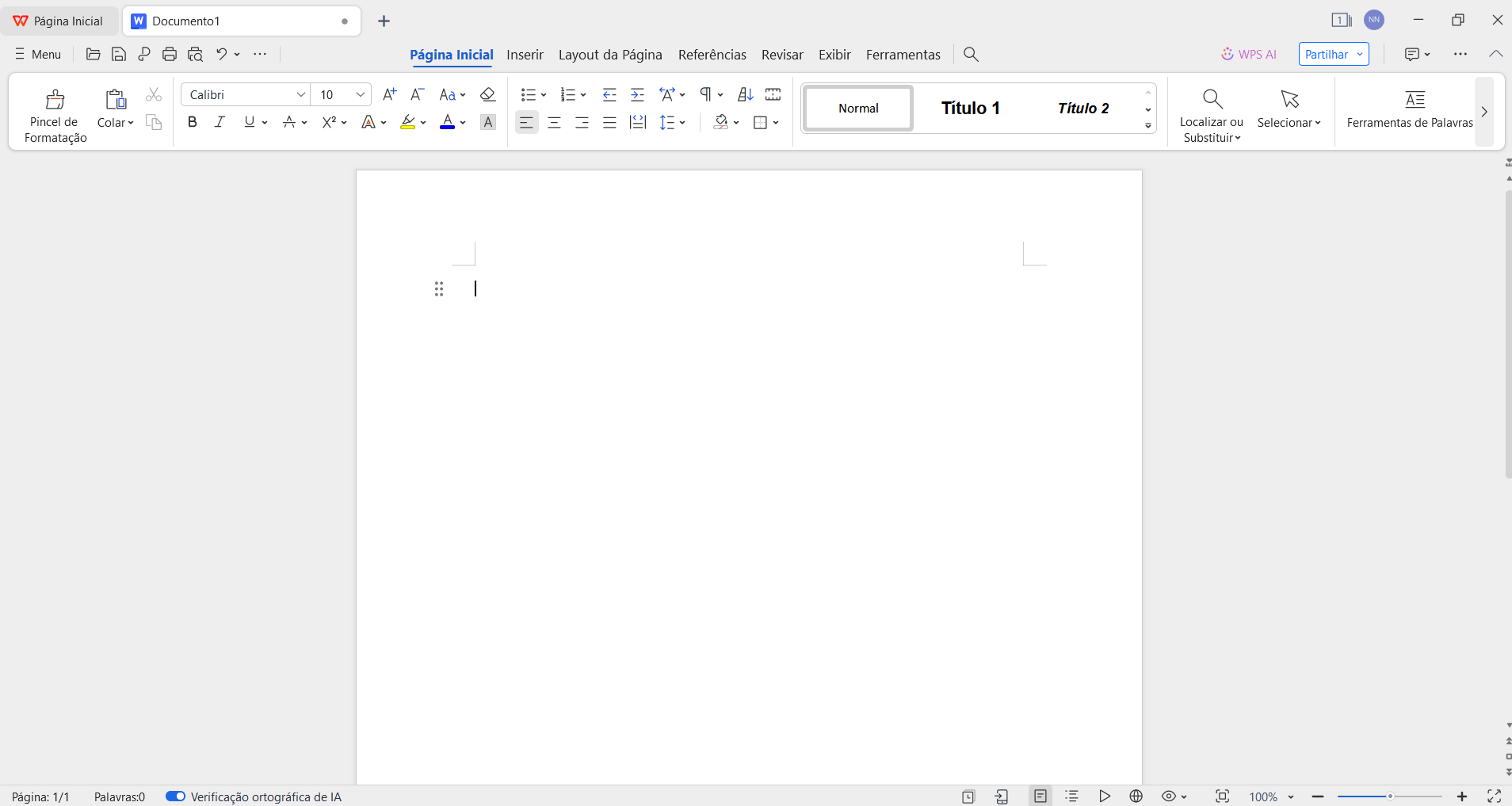 Novo documento no Docs do WPS Office