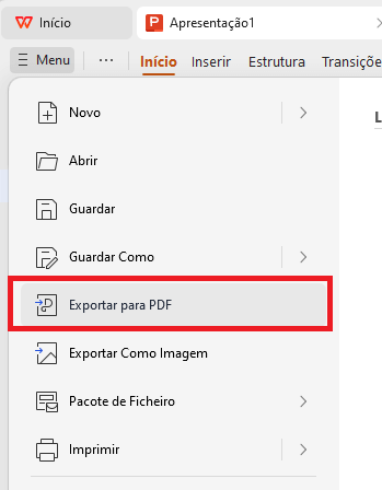 Exportar para PDF