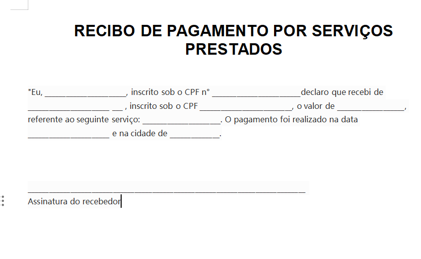 modelo de recibo simples