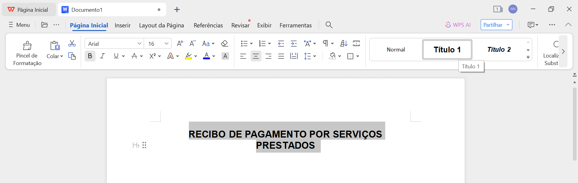 documento de recibo com título