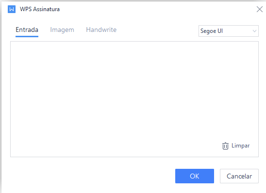 Janela de Assinatura do WPS