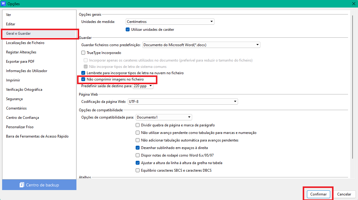 Desativar compressão de imagens do Escritor do WPS Office